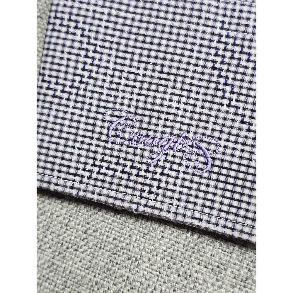 Coogi Luxe Dress Shirt Mens 15 Black White Gingham Modern Fit Embroidered Crest - Picture 5 of 9